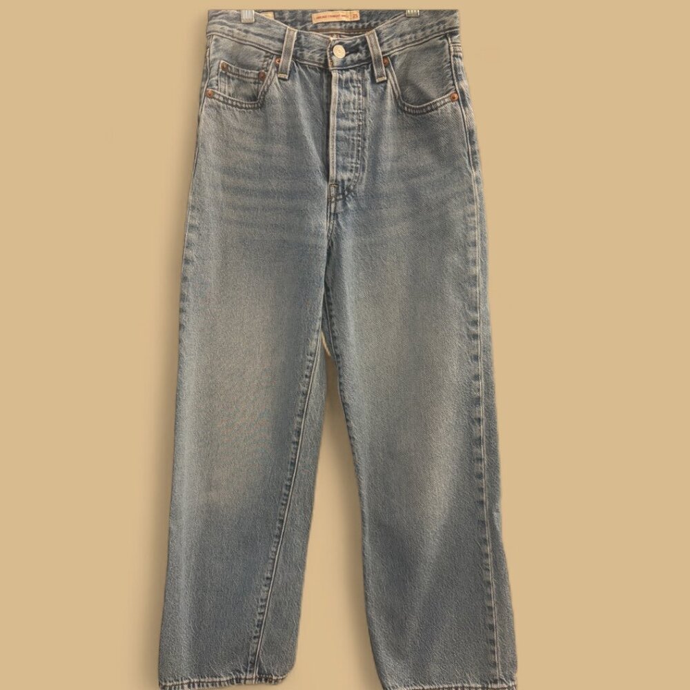 Levi's Ribcage Straight Ankle Jeans Classis Straight Leg Denim Light Wash SZ 25 - Picture 3 of 13
